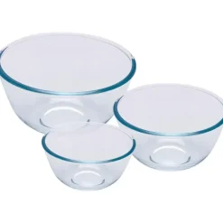 3 Bols verre borosilicaté 0,5-1-2L Ø 14-17-21cm