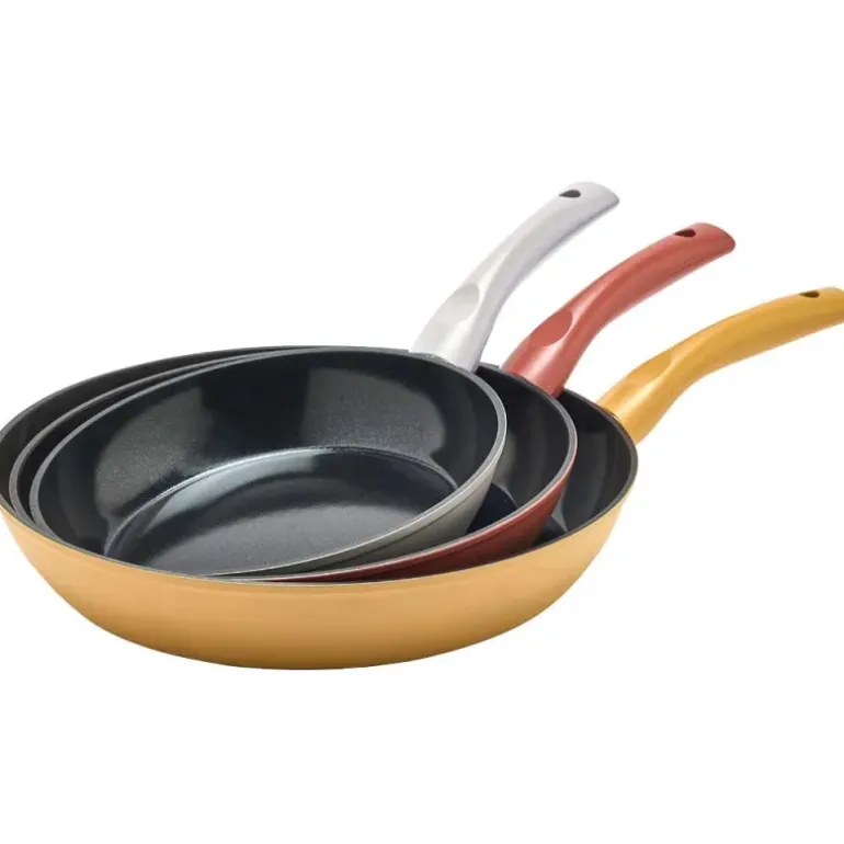 3 Poêles Vitamine Alu Forgé Ø20/24/28cm Manche Bakélite