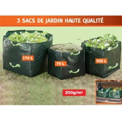 3 Sacs de jardin avec poignées