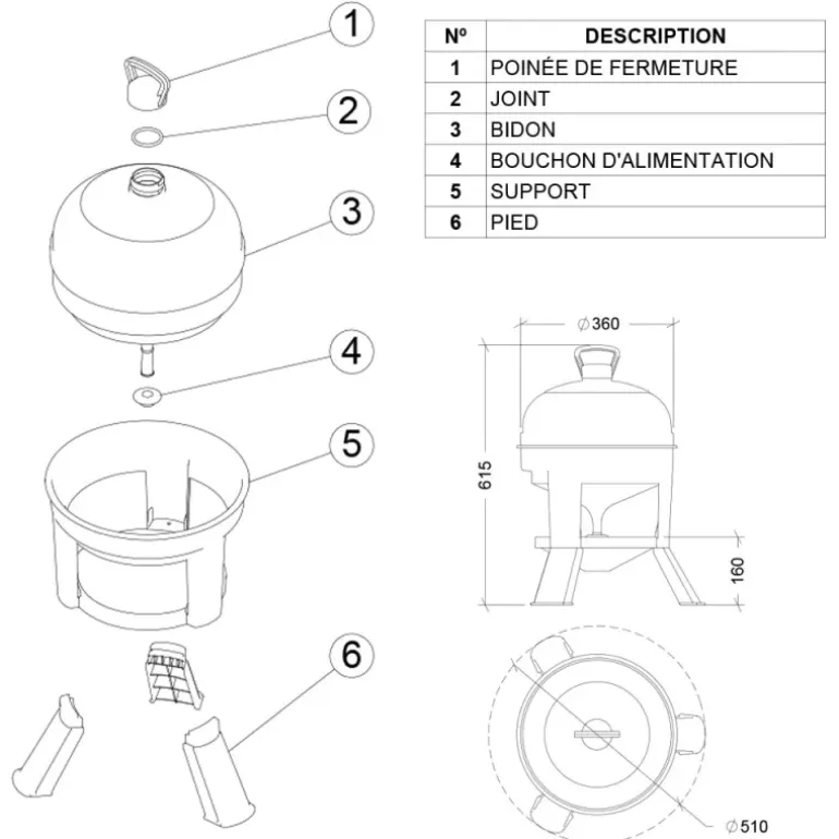 Abreuvoir à siphon sur pieds 20 Litres