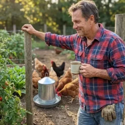 Abreuvoir poules à double paroi tôle galvanisée Gaun 12L
