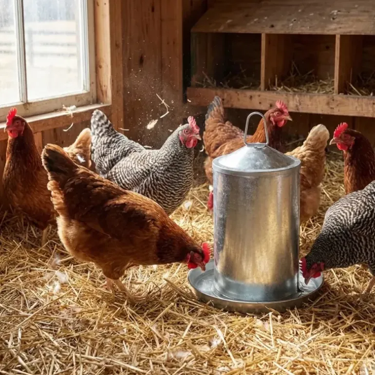 Abreuvoir Poules à Double Paroi en Tôle Galvanisée de 4 L