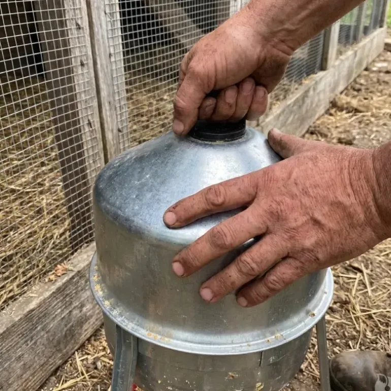 Abreuvoir poules et volailles métal galvanisé 30 L sur pieds à l'unité