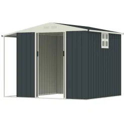 Abri de jardin Argence en acier avec carport - 2 Portes coulissantes 1,28m²
