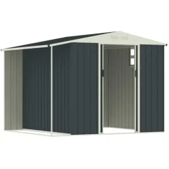 Abri de jardin Argence en acier avec carport - 2 Portes coulissantes 1,28m²