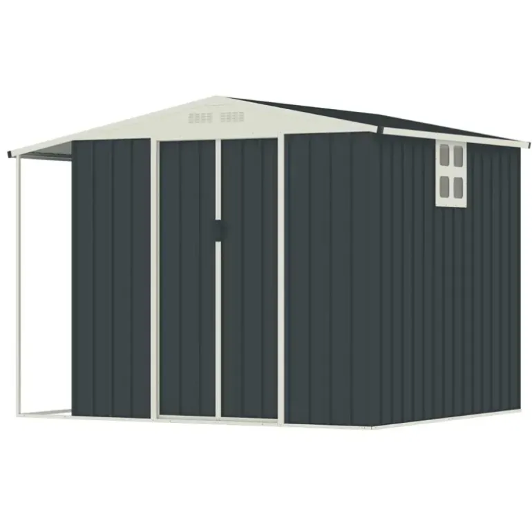 Abri de jardin Argence en acier avec carport - 2 Portes coulissantes 1,28m²