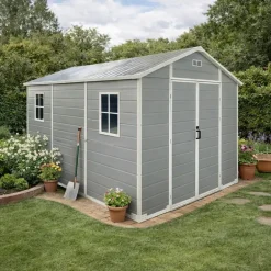 Abri de jardin Lys en plastique hauteur 230 cm - 2 portes 6,88m²