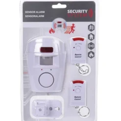Alarme détecteur 125x90x70mm + 2 télécommandes - 4 piles AA