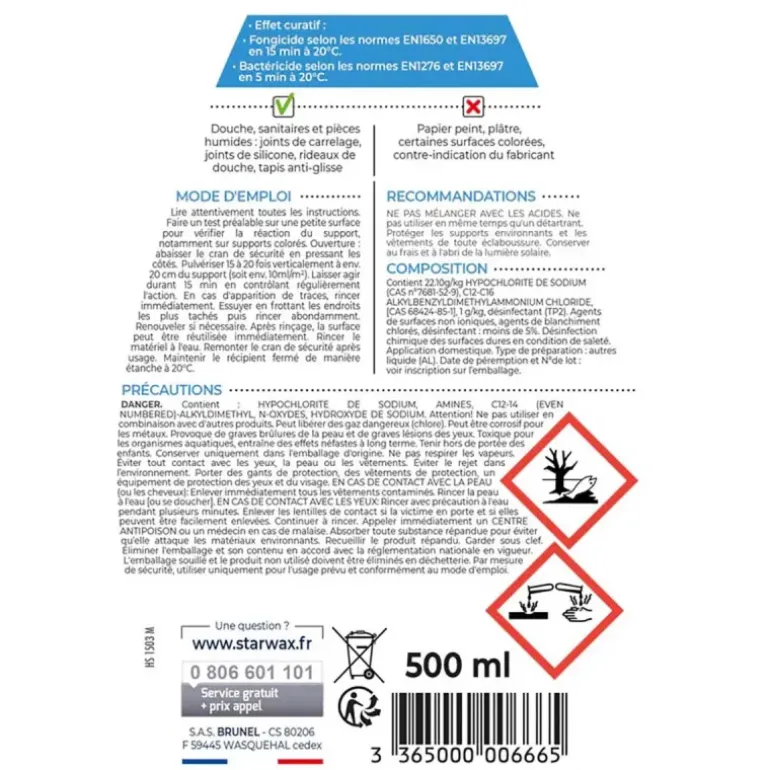 Anti-moisissures Starwax pour joints de salle de bain - 500ml