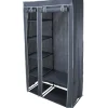 Armoire en tissu 5 étagères grises avec barre de penderie - 100x46x174 cm