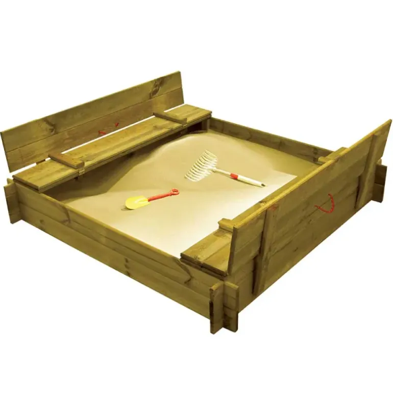 Bac à sable bois autoclave avec couvercle 120 x 120 cm