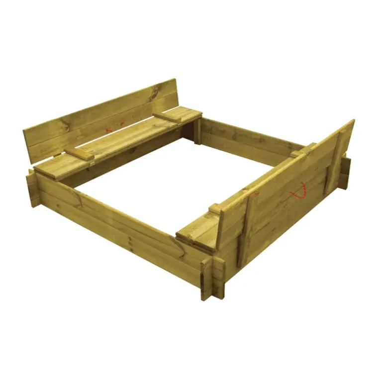 Bac à sable bois autoclave avec couvercle 120 x 120 cm