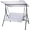 Balancelle d'extérieur 3 places noire et blanche avec toit ajustable