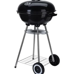Barbecue mobile Ø46 cm avec roues - Grille chromée et bol émaillé