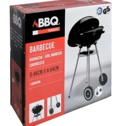 Barbecue mobile Ø46 cm avec roues - Grille chromée et bol émaillé