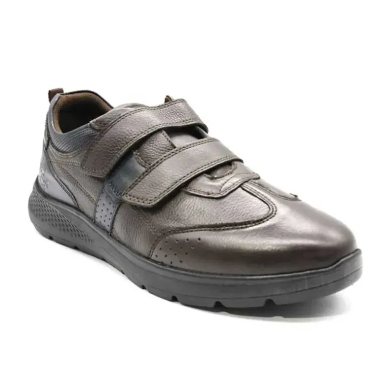Baskets cuir scratch double velcro Strech semelle PVC