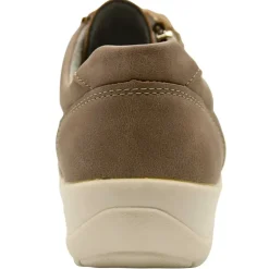 Baskets femme lacet fermeture éclair PU aspect cuir taupe 36 à 41