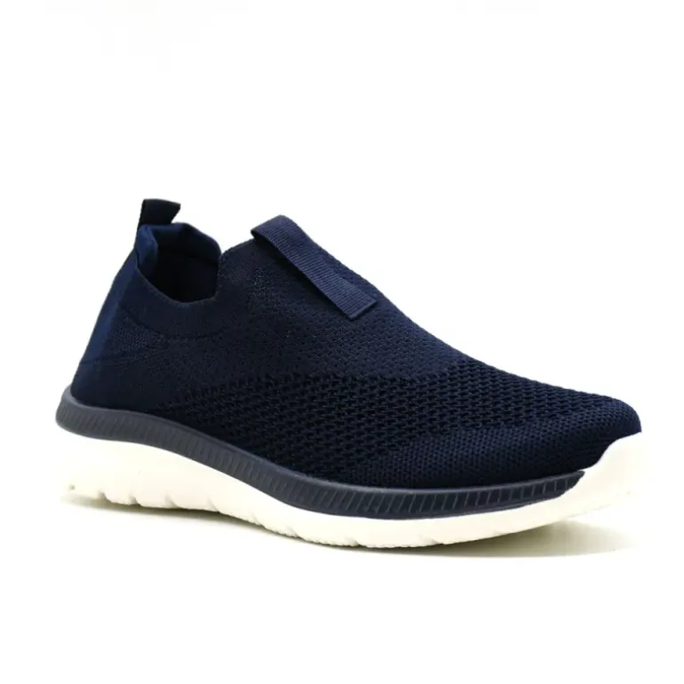 Baskets femme sans lacets textile semelle pvc bleu marine 36 à 42