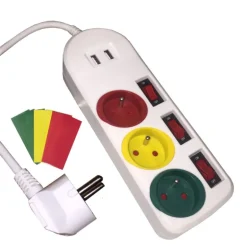 Bloc multiprise trio + 2 usb