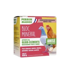 Bloc oligo éléments anis Perrin Madox 950 g pigeons volailles et oiseaux