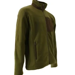 Blouson Polaire Brodé polyester kaki marron taille M à 4XL