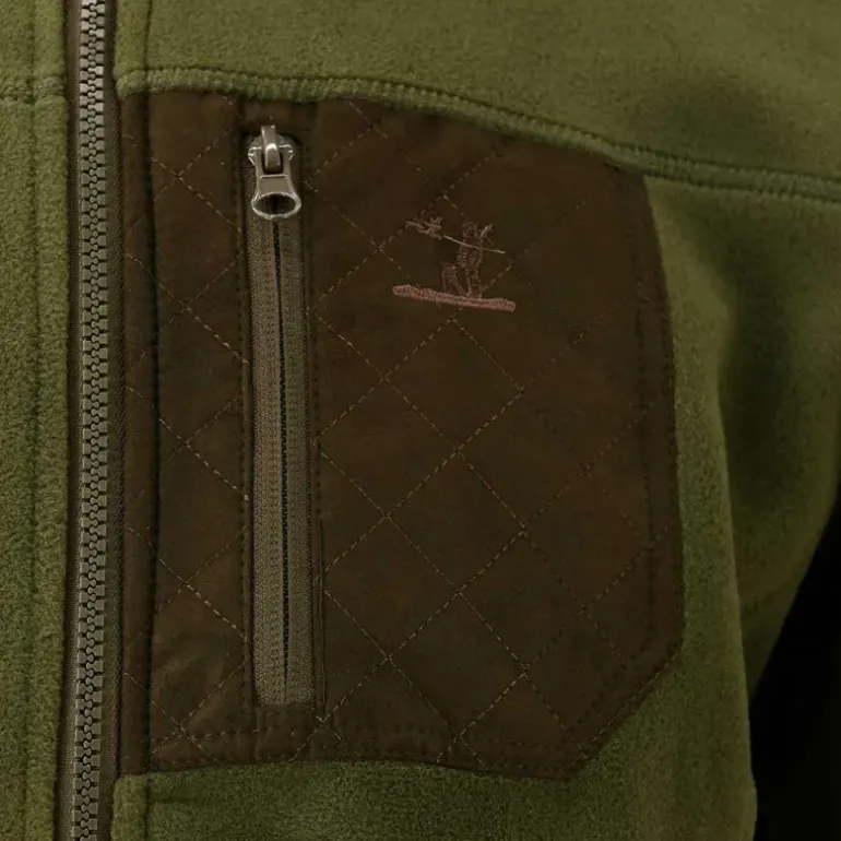 Blouson Polaire Brodé polyester kaki marron taille M à 4XL