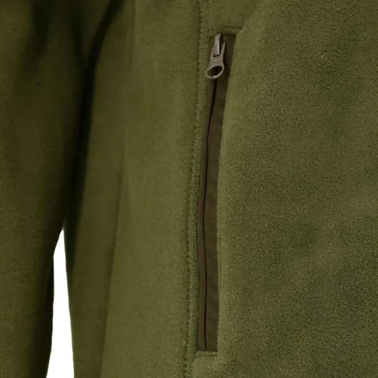 Blouson Polaire Brodé polyester kaki marron taille M à 4XL