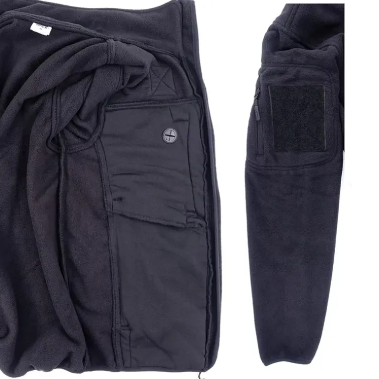 Blouson polaire homme noir - Col montant - 390 g/m²