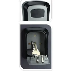 Boîte à clés sécurisée en alliage aluminium-zinc - Noir et Gris