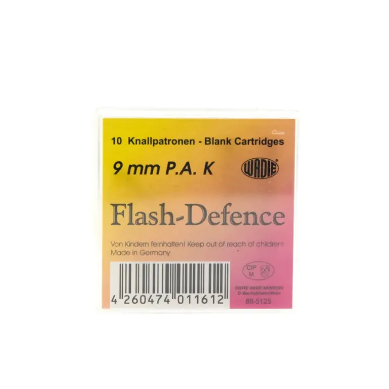 Boîte de 10 munitions Flash Défense avec sûreté manuelle 9mm