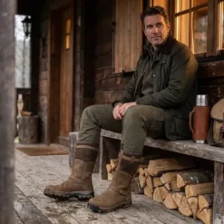 Bottes chasse cuir marron fourrée Iceland Gore-Tex + sac