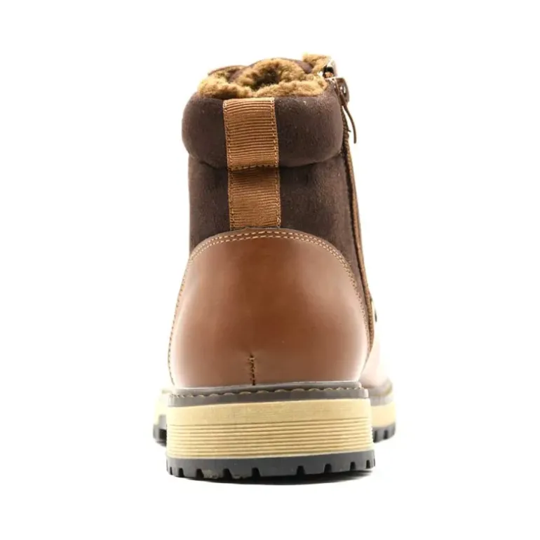 Bottines à lacets marron PU microfibre doublure polaire