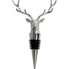 Bouchon de bouteille de vin cerf en métal zinc argenté noir 13cm