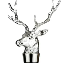 Bouchon de bouteille de vin cerf en métal zinc argenté noir 13cm
