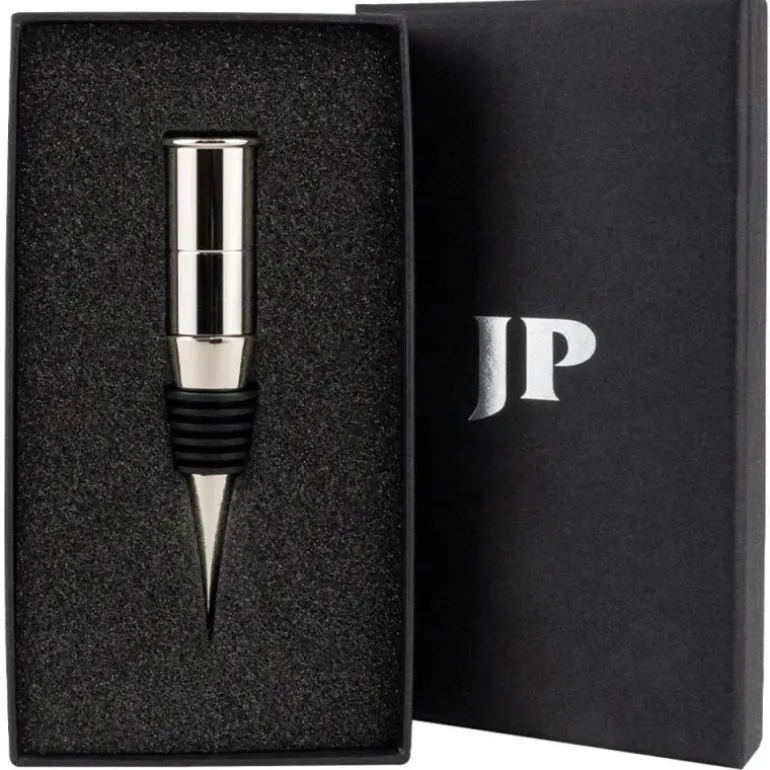 Bouchon de bouteille de vin cartouche métal argenté noir 11cm