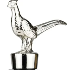 Bouchon de bouteille de vin faisan métal zinc argenté noir 10cm