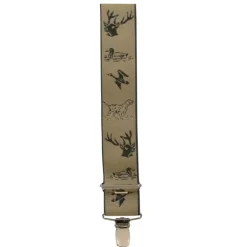 Bretelles pinces larges motif chasse polyester marron 110x3,5cm