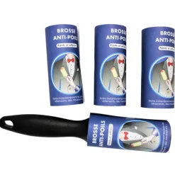 Brosse adhésive + 3 recharges anti-peluches nettoyage textile
