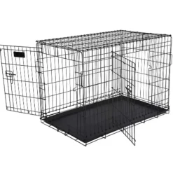 Cage métal grillagée avec plateau noir 107x70x75cm