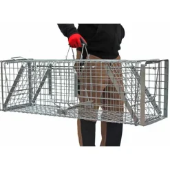 Cage-piège Hardy 3 ressorts trappe 60° 2 entrées 102x26x30cm