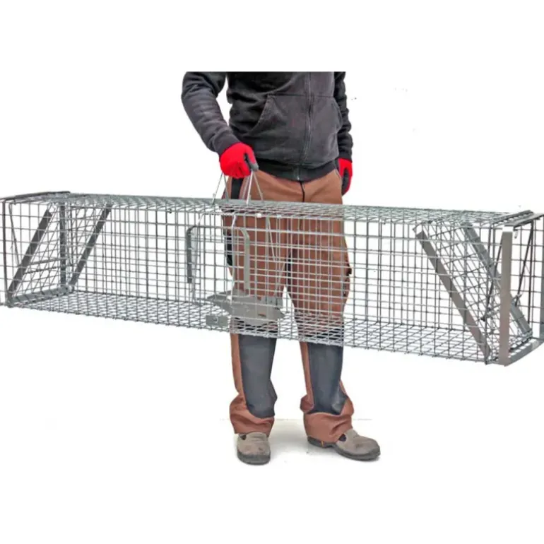 Cage-piège Hardy 3 ressorts trappe 60° 2 entrées 150x34x34cm