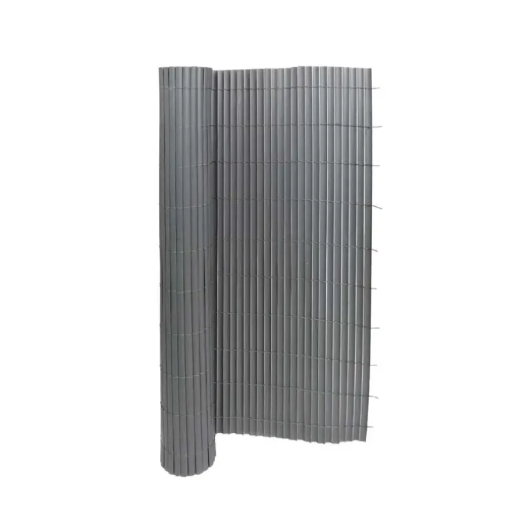 Canisse PVC occultant simple face 1x5m gris - Kit de fixation inclus
