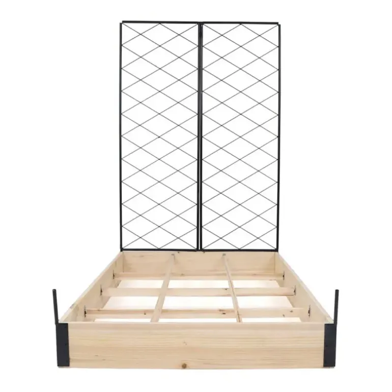 Carré potager en bois de sapin avec treillis - 115x80x128cm