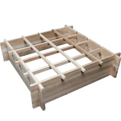 Carré potager en bois de sapin 90x90x27 cm avec géotextile - À monter soi-même