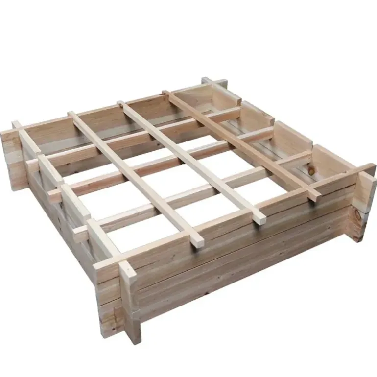 Carré potager en bois de sapin 90x90x27 cm avec géotextile - À monter soi-même
