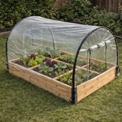 Carré potager en bois de sapin avec housse PVC 115x80x54cm - Montage facile