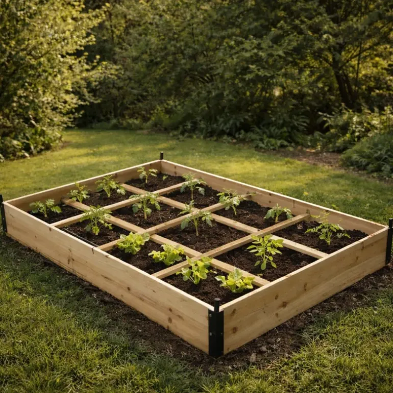 Carré potager en bois de sapin avec housse PVC 115x80x54cm - Montage facile