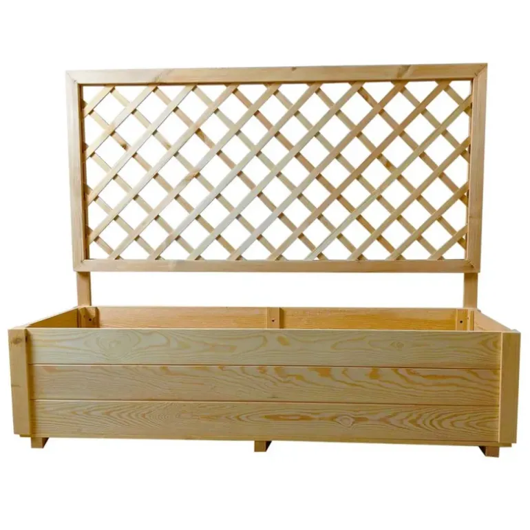 Carré potager rectangulaire en bois de sapin avec treillis 104 cm - 98x34x104 cm