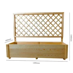 Carré potager rectangulaire en bois de sapin avec treillis 104 cm - 98x34x104 cm