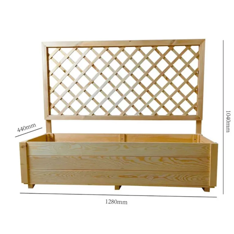 Carré potager rectangulaire en bois de sapin avec treillis 104 cm - 98x34x104 cm
